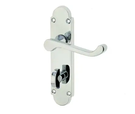 Click Here To Enlarge This Photo Of JV250BPC Frelan Hardware Jedo Epsom Suite Door Handles on Bathroom Plate Polished Chrome