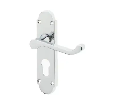 Click Here To Enlarge This Photo Of JV250EPC Frelan Hardware Jedo Epsom Suite Door Handles on Euro Profile Lockplate Polished Chrome