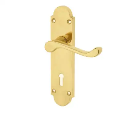 Click Here To Enlarge This Photo Of JV250PB Frelan Hardware Jedo Epsom Suite Door Handles on Lockplate Polished Brass