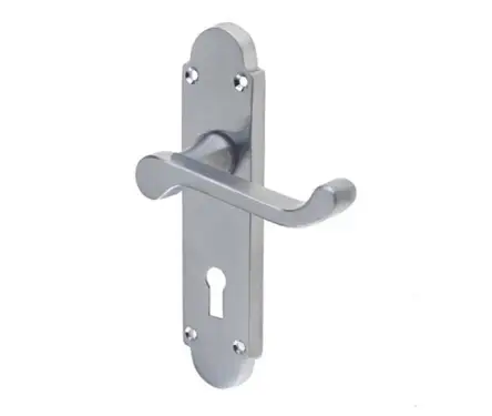 Click Here To Enlarge This Photo Of JV250SC Frelan Hardware Jedo Epsom Suite Door Handles on Lockplate Satin Chrome