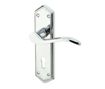 Click Here To Enlarge This Photo Of JV280PC Frelan Hardware Jedo Paris Suite Door Handles on Lockplate Polished Chrome