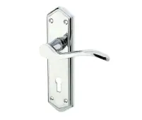 JV280PC Frelan Hardware Jedo Paris Suite Door Handles on Lockplate Polished Chrome