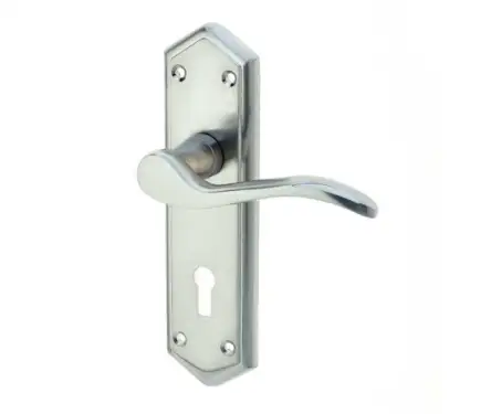 Click Here To Enlarge This Photo Of JV280SC Frelan Hardware Jedo Paris Suite Door Handles on Lockplate Satin Chrome