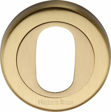 Click Here To Enlarge This Photo Of V4010-SB Heritage Brass Oval Profile Cylinder Escutcheon Satin Brass Finish