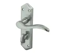 JV283SC Frelan Hardware Jedo Paris Suite Door Handles on Bathroom Plate Satin Chrome