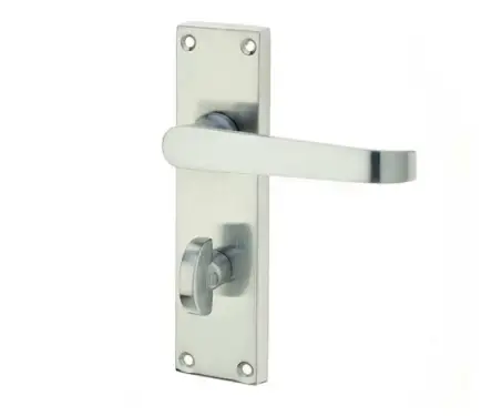 Click Here To Enlarge This Photo Of JV30BSC Frelan Hardware Jedo Victorian Straight Door Handles on Bathroom Plate Satin Chrome
