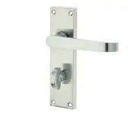 JV30BSC Frelan Hardware Jedo Victorian Straight Door Handles on Bathroom Plate Satin Chrome