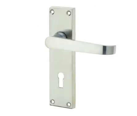 Click Here To Enlarge This Photo Of JV30SC Frelan Hardware Jedo Victorian Straight Door Handles on Lockplate Satin Chrome