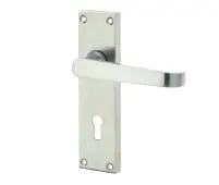 JV30SC Frelan Hardware Jedo Victorian Straight Door Handles on Lockplate Satin Chrome