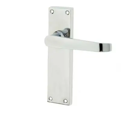 Click Here To Enlarge This Photo Of JV31LPC Frelan Hardware Jedo Victorian Straight Door Handles on Long Latch Plate Polished Chrome