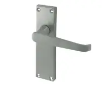 JV31LSC Frelan Hardware Jedo Victorian Straight Door Handles on Long Latch Plate Satin Chrome