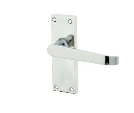 Click Here To Enlarge This Photo Of JV31PC Frelan Hardware Jedo Victorian Straight Door Handles on Short Latch Plate Polished Chrome