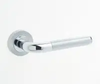 JV430PCSC Frelan Hardware Jedo Twin Door Handles on Rose Polished Chrome/Satin Chrome