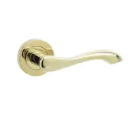 JV509PVD Frelan Hardware Jedo Gamma Door Handles on Rose Polished Brass