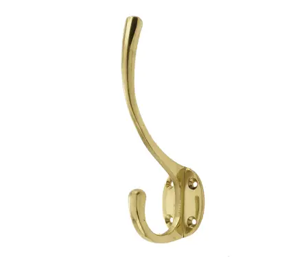 Click Here To Enlarge This Photo Of JV60PB Frelan Hardware Jedo Solid Brass Hat & Coat Hook 142mm Polished Brass