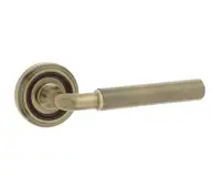 JV650AB Frelan Hardware Jedo Elise Door Handles on Rose Antique Brass