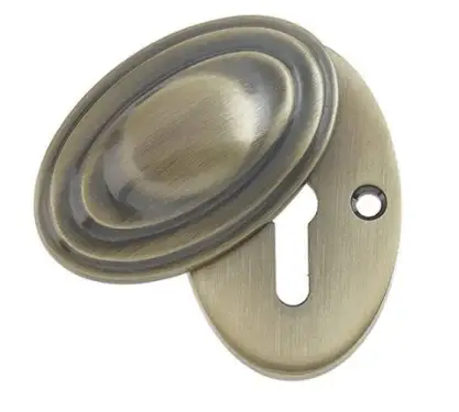 Click Here To Enlarge This Photo Of JV76AB Frelan Hardware Jedo Lined Oval Covered Escutcheon 36x55mm Antique Brass