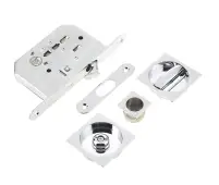 JV827CP Frelan Hardware Jedo Sliding Door Bathroom Lock with Square Flush Handles & Finger Pull to suit doors 35mm to 38mm Polished Chrome