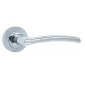 JV861PCSC Frelan Hardware Jedo Lorenzo Door Handles on Rose Polished Chrome/Satin Chrome