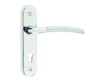 JV862PCSC Frelan Hardware Jedo Lorenzo Kontrax Suite Door Handles on Lockplate Polished Chrome/Satin Chrome