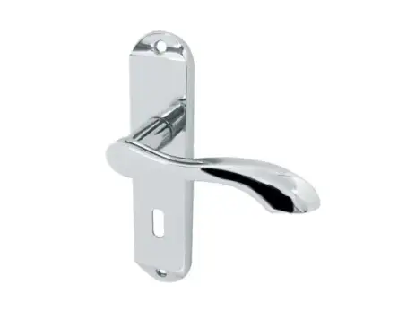 Click Here To Enlarge This Photo Of JV920PC Frelan Hardware Jedo Broadway Suite Door Handles on Lockplate Polished Chrome
