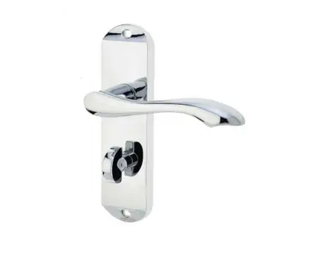 Click Here To Enlarge This Photo Of JV922PC Frelan Hardware Jedo Broadway Suite Door Handles on Bathroom Plate Polished Chrome