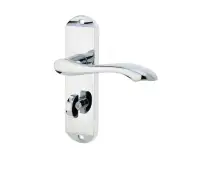 JV922PC Frelan Hardware Jedo Broadway Suite Door Handles on Bathroom Plate Polished Chrome