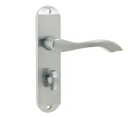 Click Here To Enlarge This Photo Of JV922SC Frelan Hardware Jedo Broadway Suite Door Handles on Bathroom Plate Satin Chrome