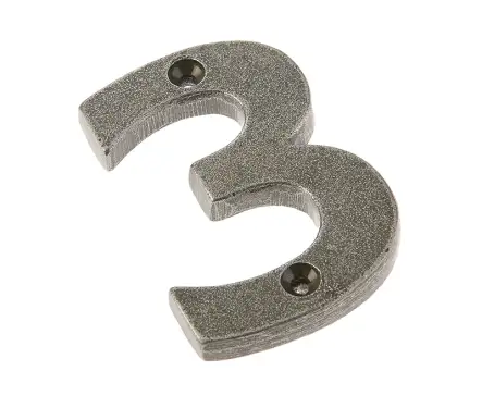 Click Here To Enlarge This Photo Of VF15-3 Frelan Hardware Valley Forge Pewter Door Numeral No.3