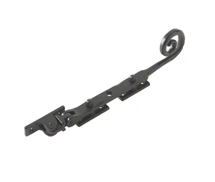 Click Here To Enlarge This Photo Of VFB20A Frelan Hardware Valley Forge Black Curly Tail Casement Stay 203mm