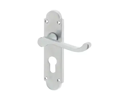 Click Here To Enlarge This Photo Of JV250ESC Frelan Hardware Jedo Epsom Suite Door Handles on Euro Profile Lockplate Satin Chrome
