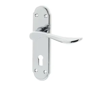 Click Here To Enlarge This Photo Of JV190PC Frelan Hardware Jedo Henley Suite Door Handles on Lockplate Polished Chrome