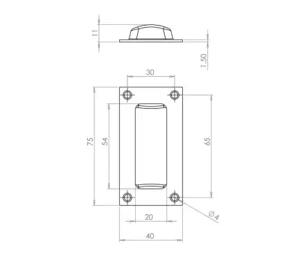 Click Here To Enlarge This Photo Of JV428SC Frelan Hardware Jedo Face Fix Flush Pull 75mm x 40mm Satin Chrome