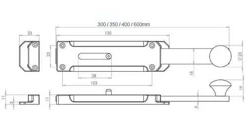 Click Here To Enlarge This Photo Of JV1005PB-300 Frelan Hardware Jedo Architectural Door Bolt 300mm x 35mm Polished Brass