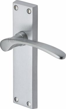 Click Here To Enlarge This Photo Of V4113-SC Heritage Brass Door Handle Lever Latch Sophia Design Satin Chrome Finish