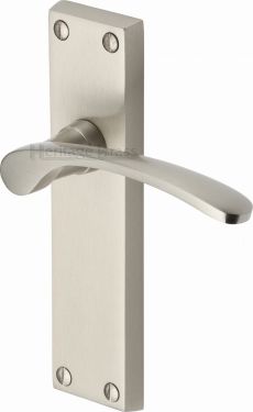 Click Here To Enlarge This Photo Of V4113-SN Heritage Brass Door Handle Lever Latch Sophia Design Satin Nickel Finish