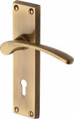 V4130-AT Heritage Brass Door Handle Lever Lock Sophia Design Antique Brass Finish