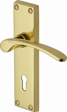 Click Here To Enlarge This Photo Of V4130-PB Heritage Brass Door Handle Lever Lock Sophia Design Polished Brass Finish