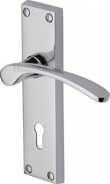 Click Here To Enlarge This Photo Of V4130-PC Heritage Brass Door Handle Lever Lock Sophia Design Polished Chrome Finish