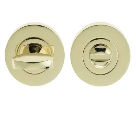 Click Here To Enlarge This Photo Of JV422PVD Frelan Hardware Jedo Designer Turn & Release 50mm Round Rose no Indicator Brass Finish