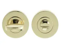 JV422PVD Frelan Hardware Jedo Designer Turn & Release 50mm Round Rose no Indicator Brass Finish
