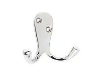 JV62PN Frelan Hardware Jedo Double Robe Hook 53mm Polished Nickel