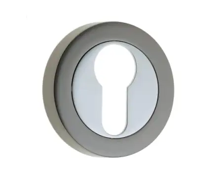 Click Here To Enlarge This Photo Of JV503EPCBN Frelan Hardware Jedo Dual Euro Profile Escutcheon on 50mm Round Rose Polished Chrome / Polished Black Nickel