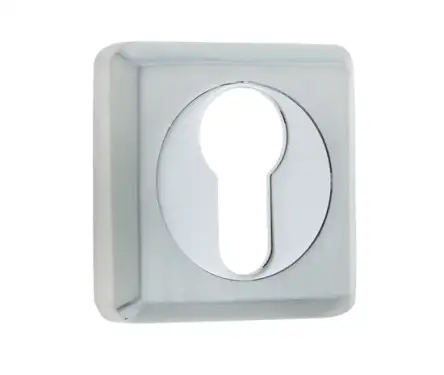Click Here To Enlarge This Photo Of JV3005EPCSC Frelan Hardware Jedo Dual Euro Profile Escutcheon on 50mm Square Rose Polished Chrome / Satin Chrome