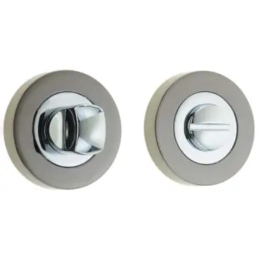 Click Here To Enlarge This Photo Of JV2666PCBN Frelan Hardware Jedo Designer Turn & Release on Round Rose without Indicator 50x10mm Polished Chrome / Black Nickel