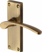 V4140-AT Heritage Brass Door Handle Lever Latch Sophia Short Design Antique Brass Finish