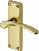 V4140-PB Heritage Brass Door Handle Lever Latch Sophia Short Design Polished Brass Finish