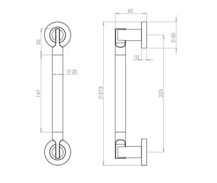 Click Here To Enlarge This Photo Of JV791PCSC Frelan Hardware Jedo Lydia Pull Handle 225mm Polished Chrome / Satin Chrome
