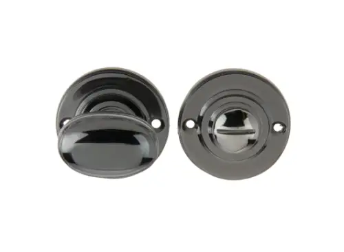 Click Here To Enlarge This Photo Of JV2680PBN Frelan Hardware Jedo Oval Ringed Turn & Release 40mm Polished Black Nickel