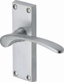 V4140-SC Heritage Brass Door Handle Lever Latch Sophia Short Design Satin Chrome Finish